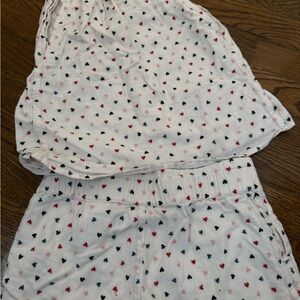 White Heart Print Two-Piece shorts Set